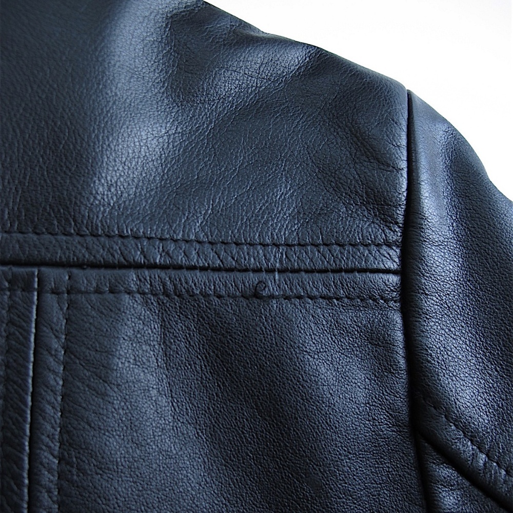Vintage Wilsons Black Leather Button Jacket Medium - Picture 5 of 8